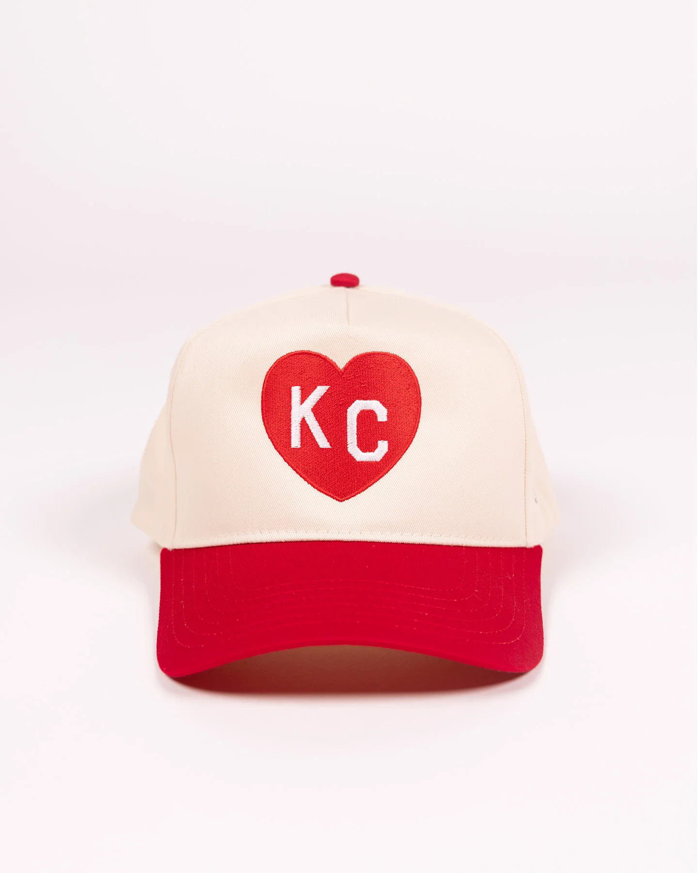 Red KC Heart Two Tone Tan & Red Hat
