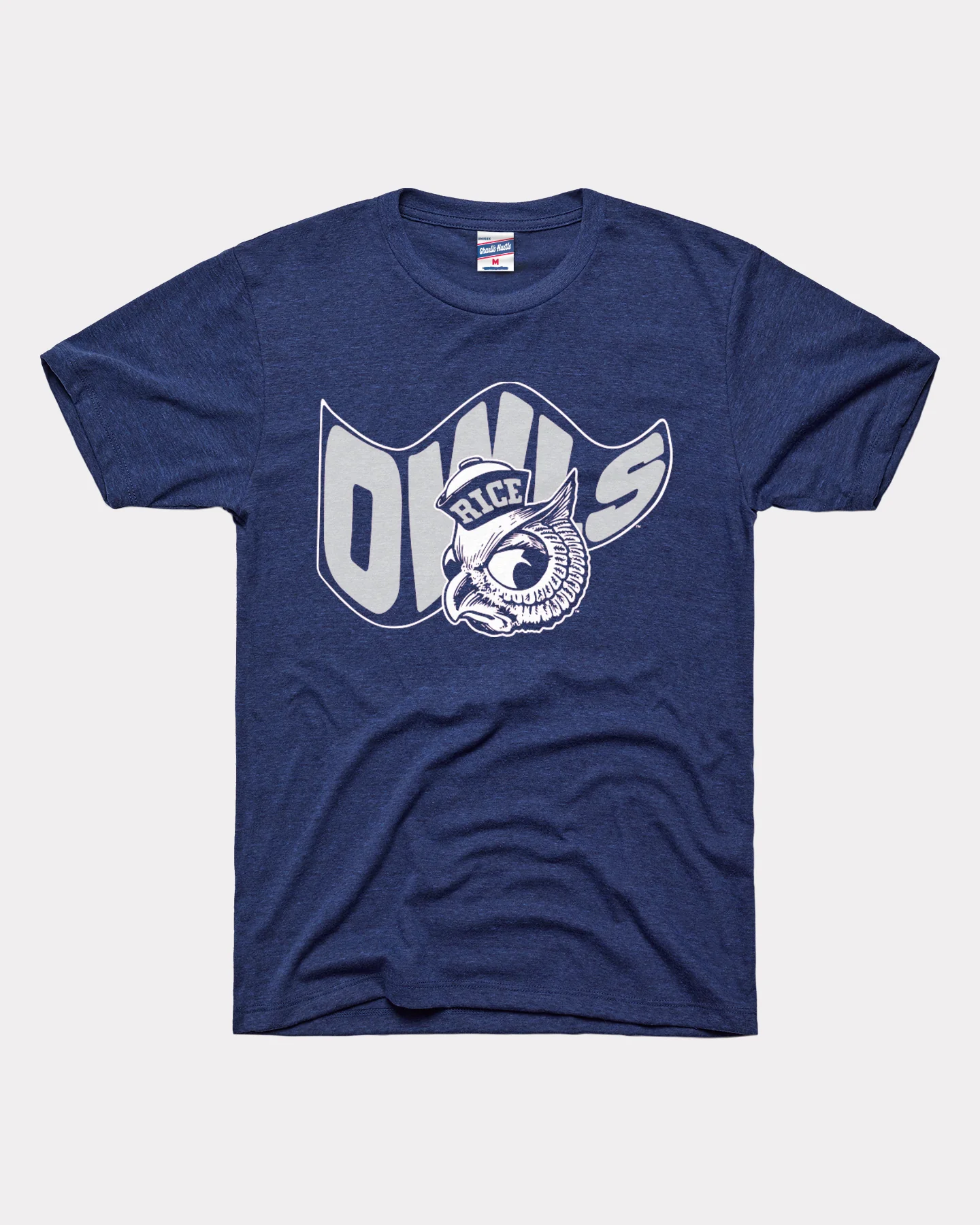 Rice Owls Waving Flag Heather Navy T-Shirt