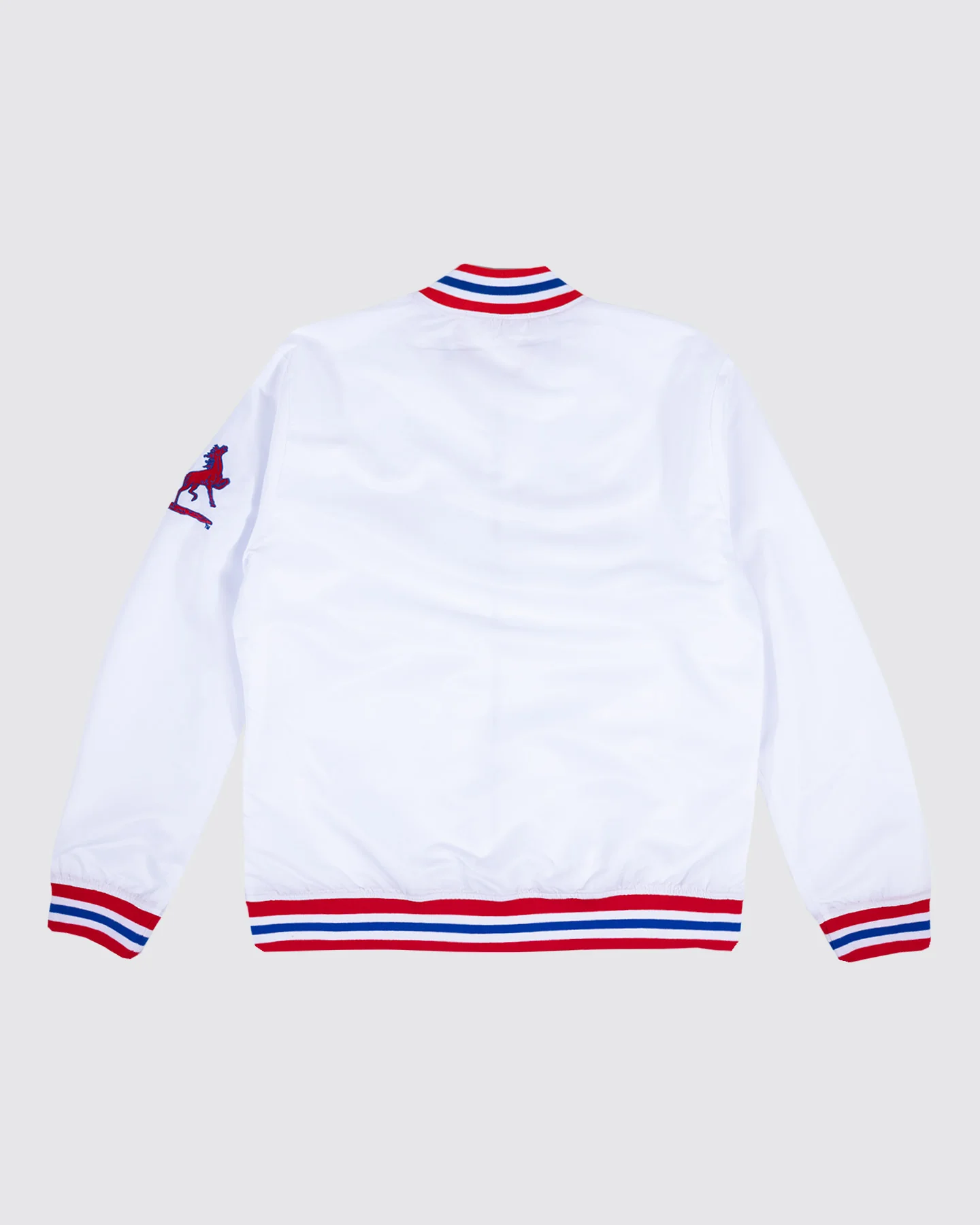 SMU College Vault Mustangs Script White Varsity Jacket - Image 2