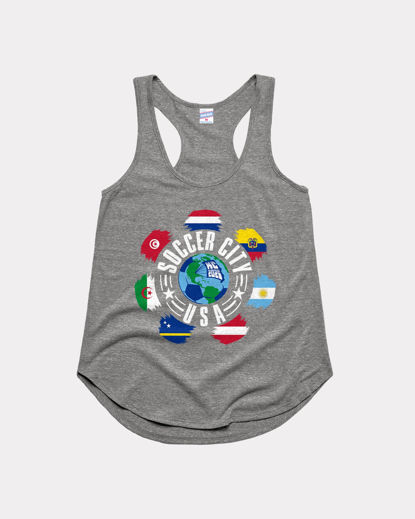 Soccer City USA Vintage Grey Racerback Tank