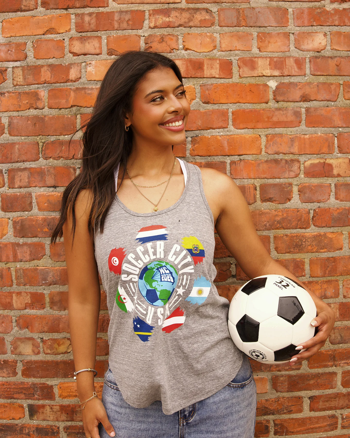 Soccer City USA Vintage Grey Racerback Tank - Image 2