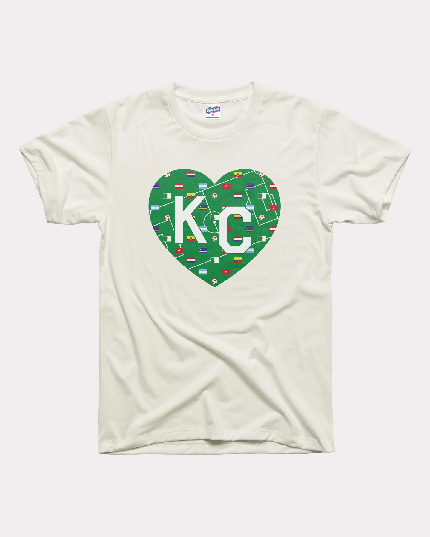 Soccer Field KC Heart Vintage White T-Shirt