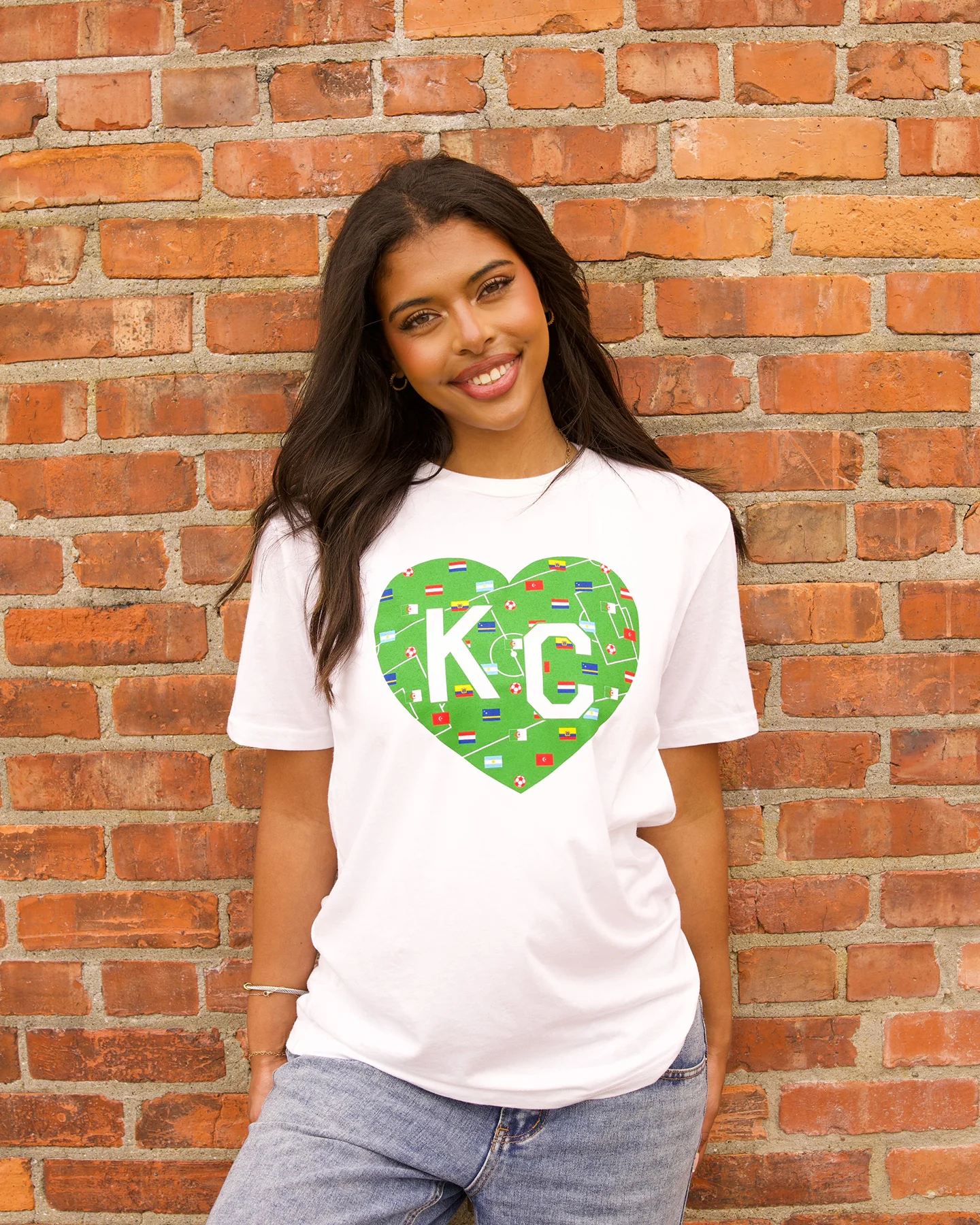 Soccer Field KC Heart Vintage White T-Shirt - Image 2