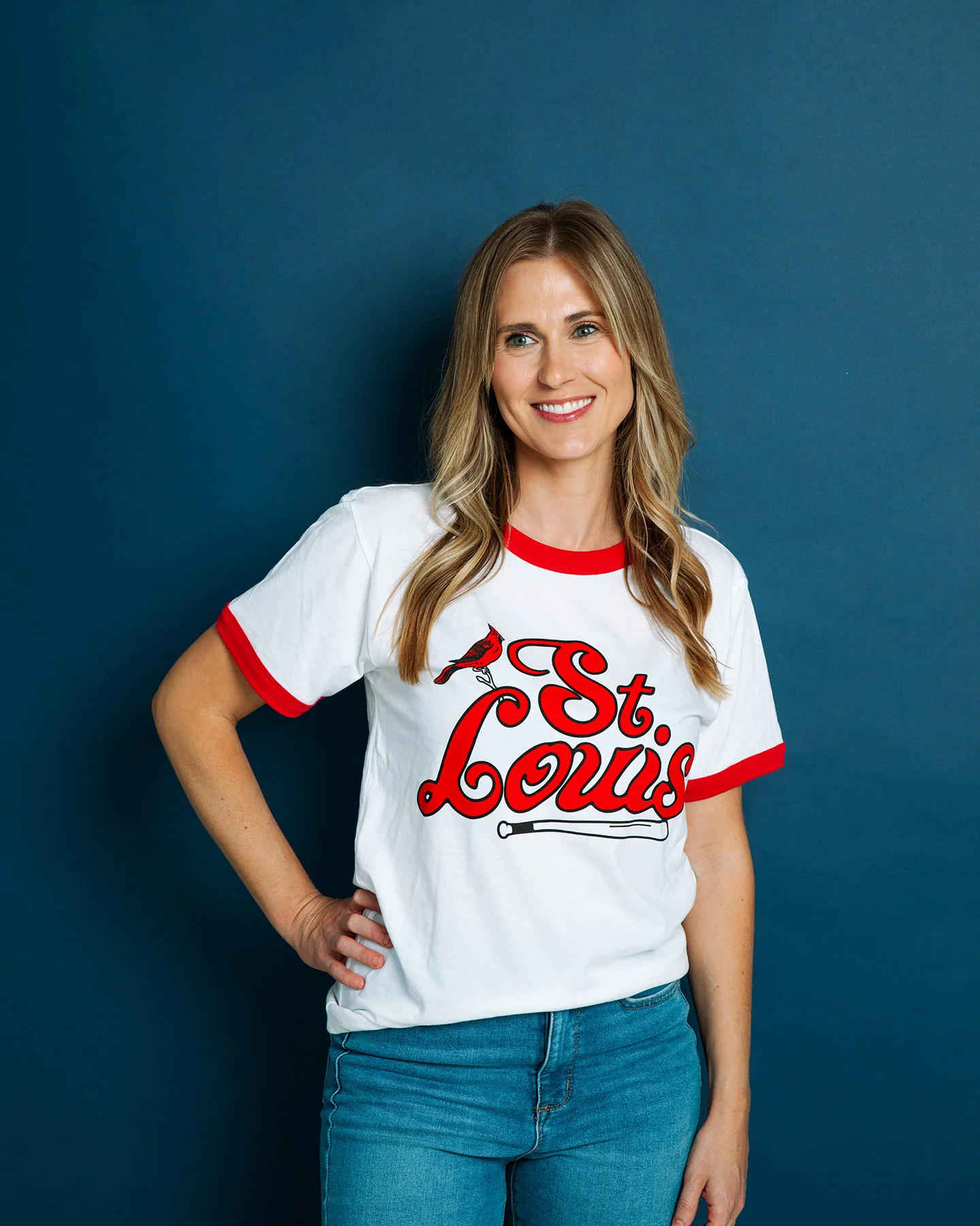 St. Louis Baseball White & Red Unisex Ringer