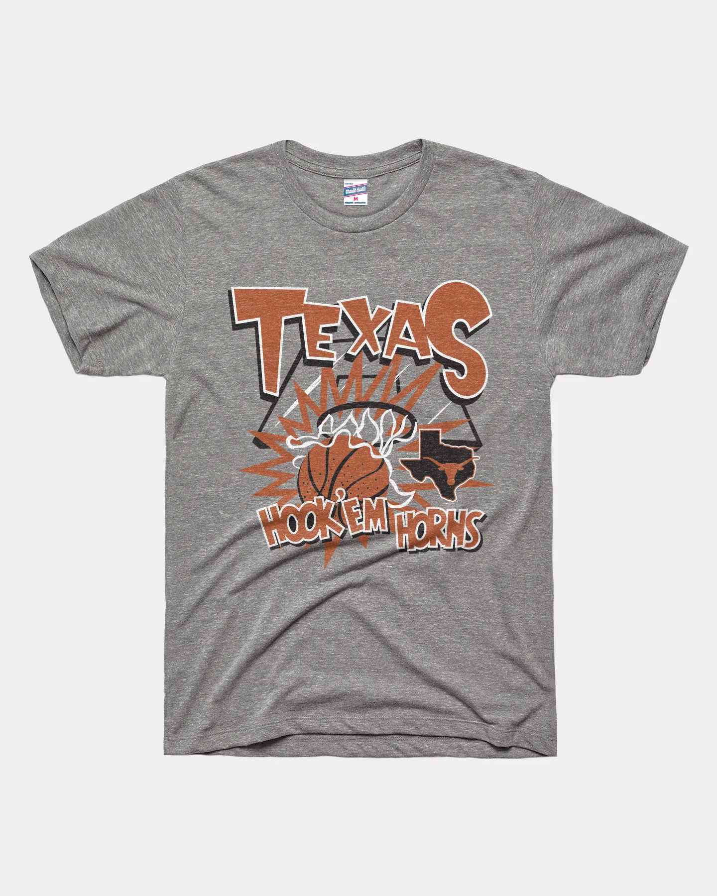 Texas Hook Em Horns Basketball Slam Grey T-Shirt