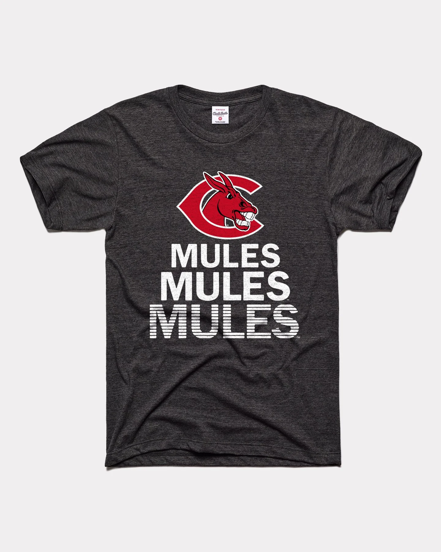 University Of Central Missouri Mules Stacked Vintage Black T-Shirt