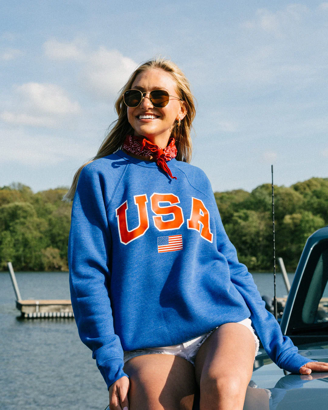USA Arch Flag Royal Blue Crewneck - Image 2