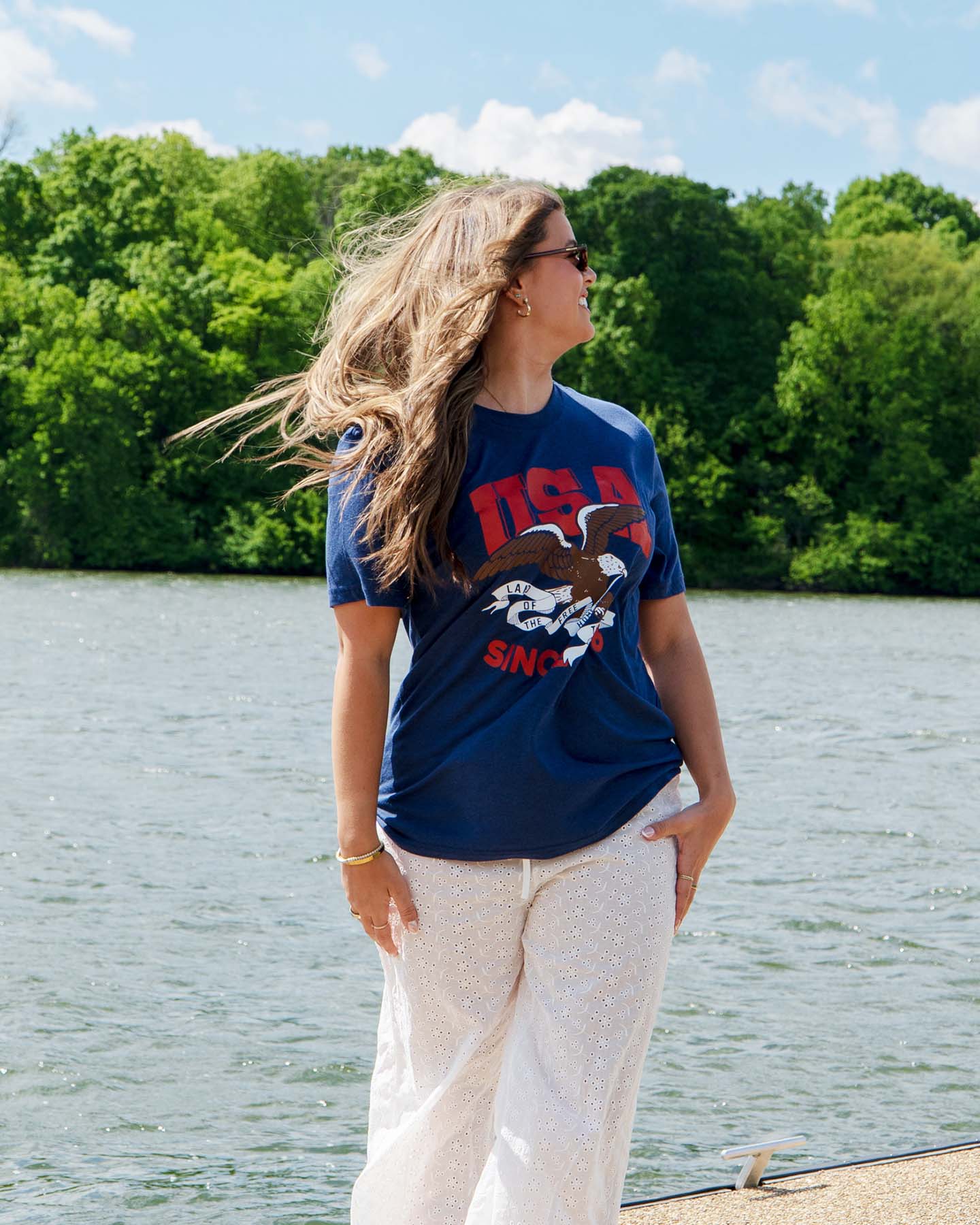 USA Since 1776 Heather Navy T-Shirt - Image 2