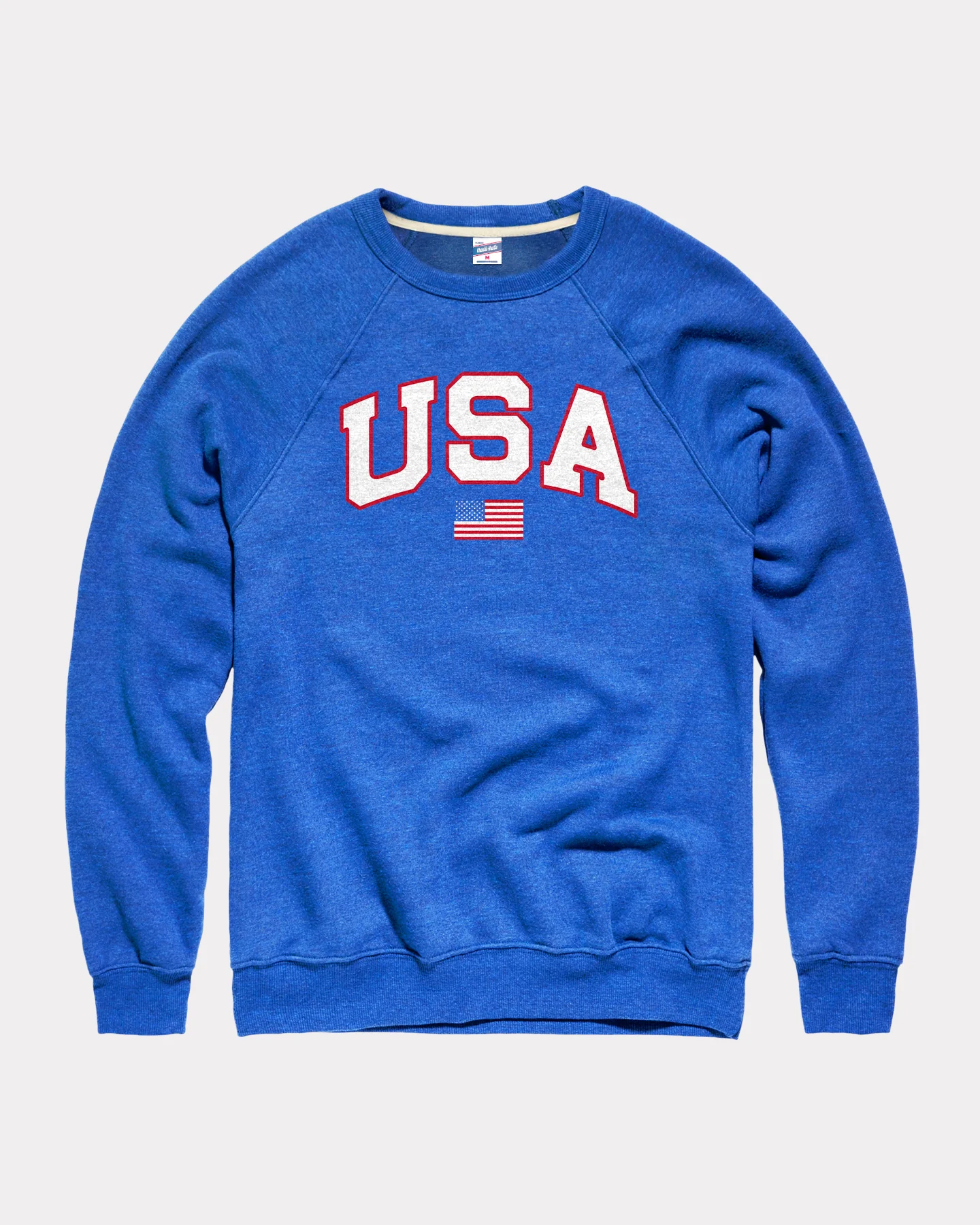 USA White Arch Heather Royal Crewneck