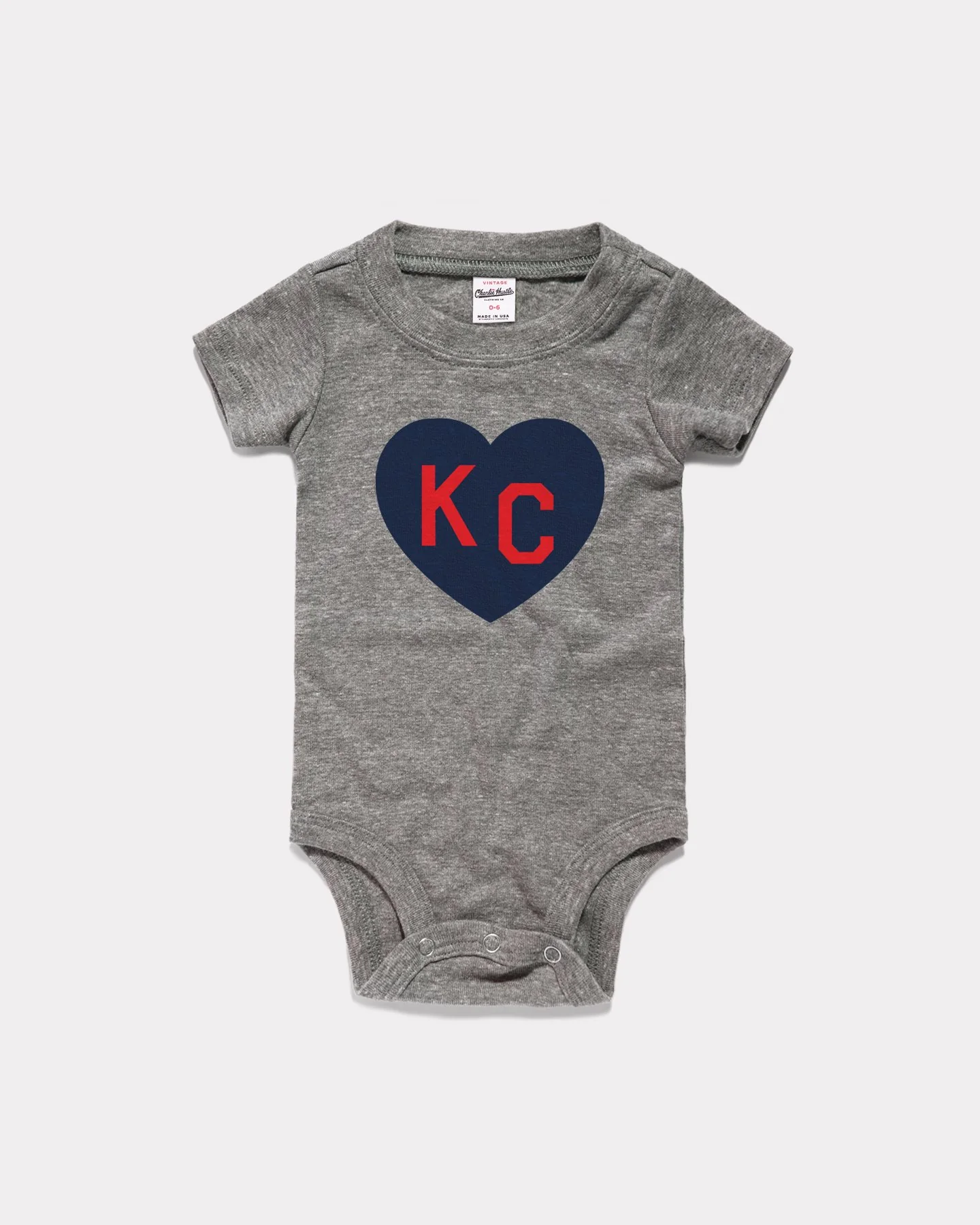 Vintage Grey Classic KC Heart Onesie