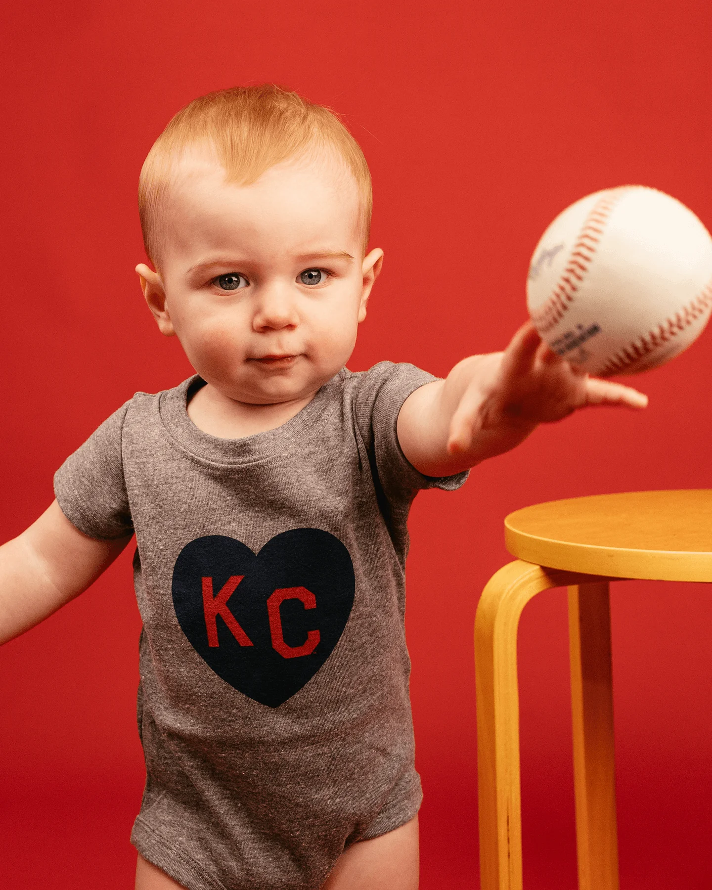 Vintage Grey Classic KC Heart Onesie - Image 2