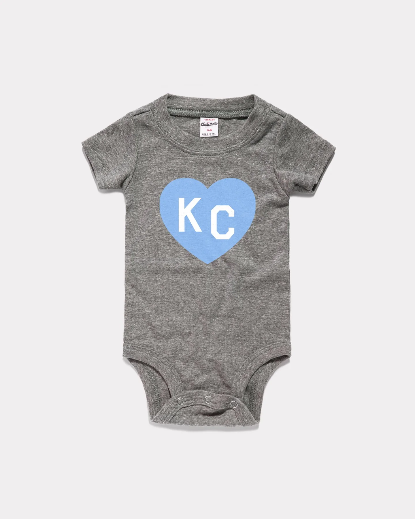 Vintage Grey & Light Blue KC Heart Onesie