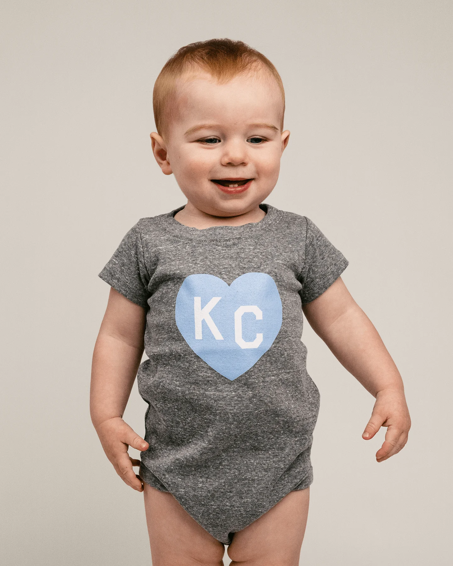Vintage Grey & Light Blue KC Heart Onesie - Image 2
