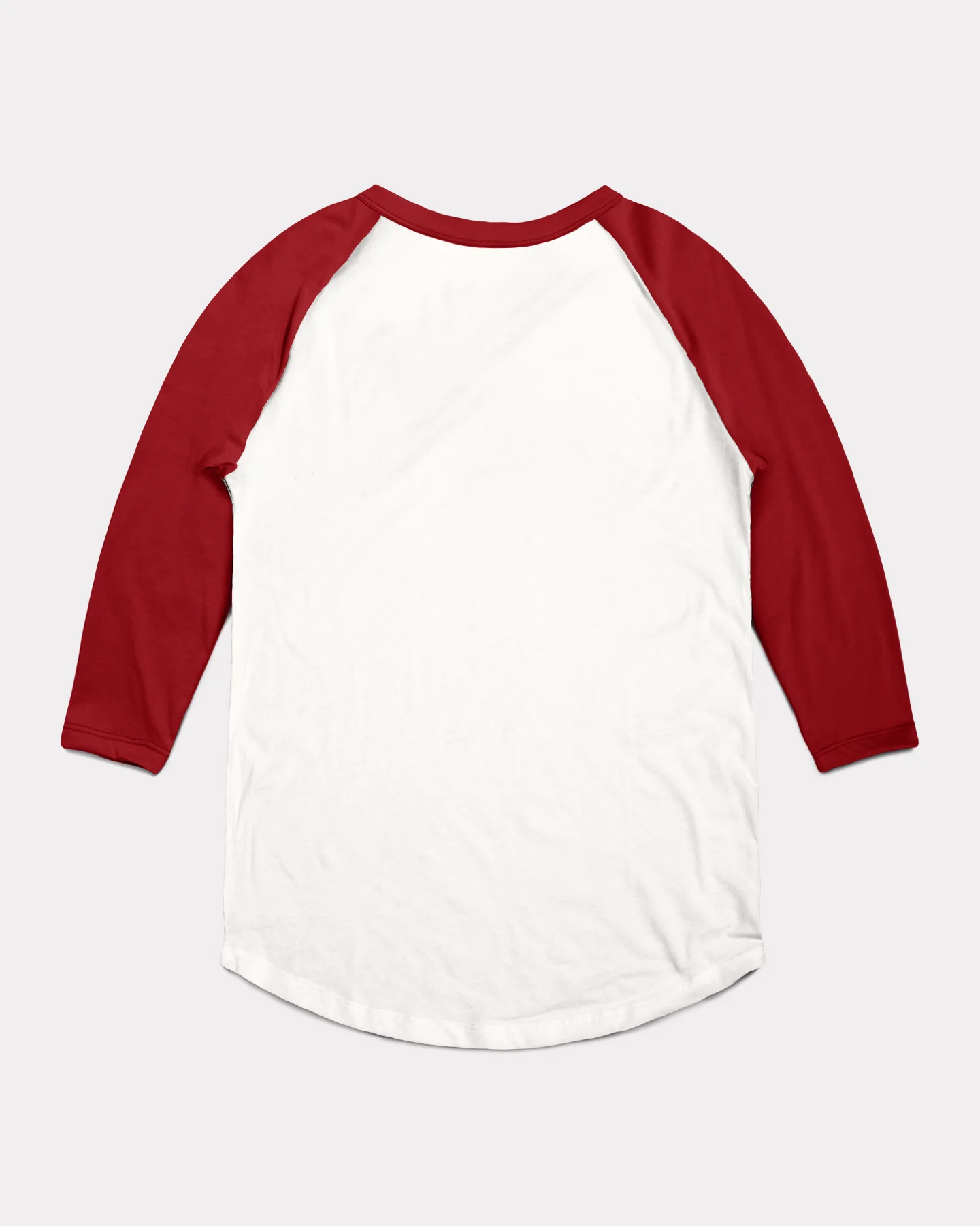 White and Cardinal 3/4 Sleeve Curved Hem Unisex Essential Raglan - Image 2