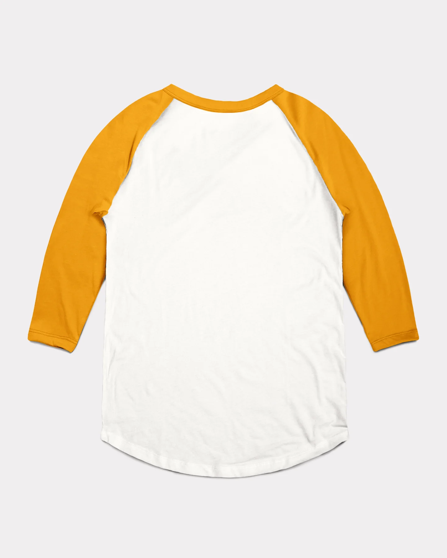 White and Gold 3/4 Sleeve Curved Hem Unisex Essential Raglan - Image 3