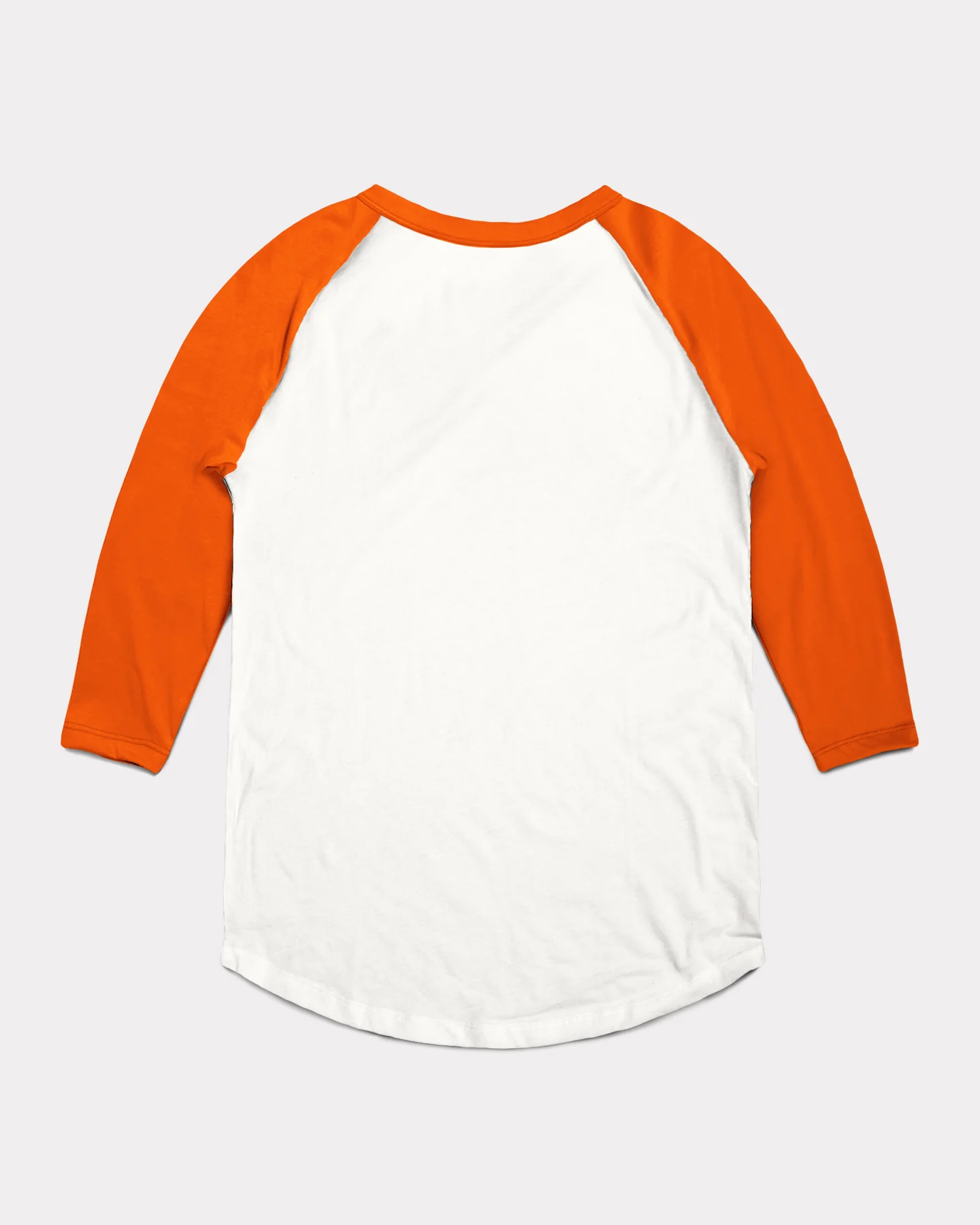White and Orange 3/4 Sleeve Curved Hem Unisex Essential Raglan - Image 2