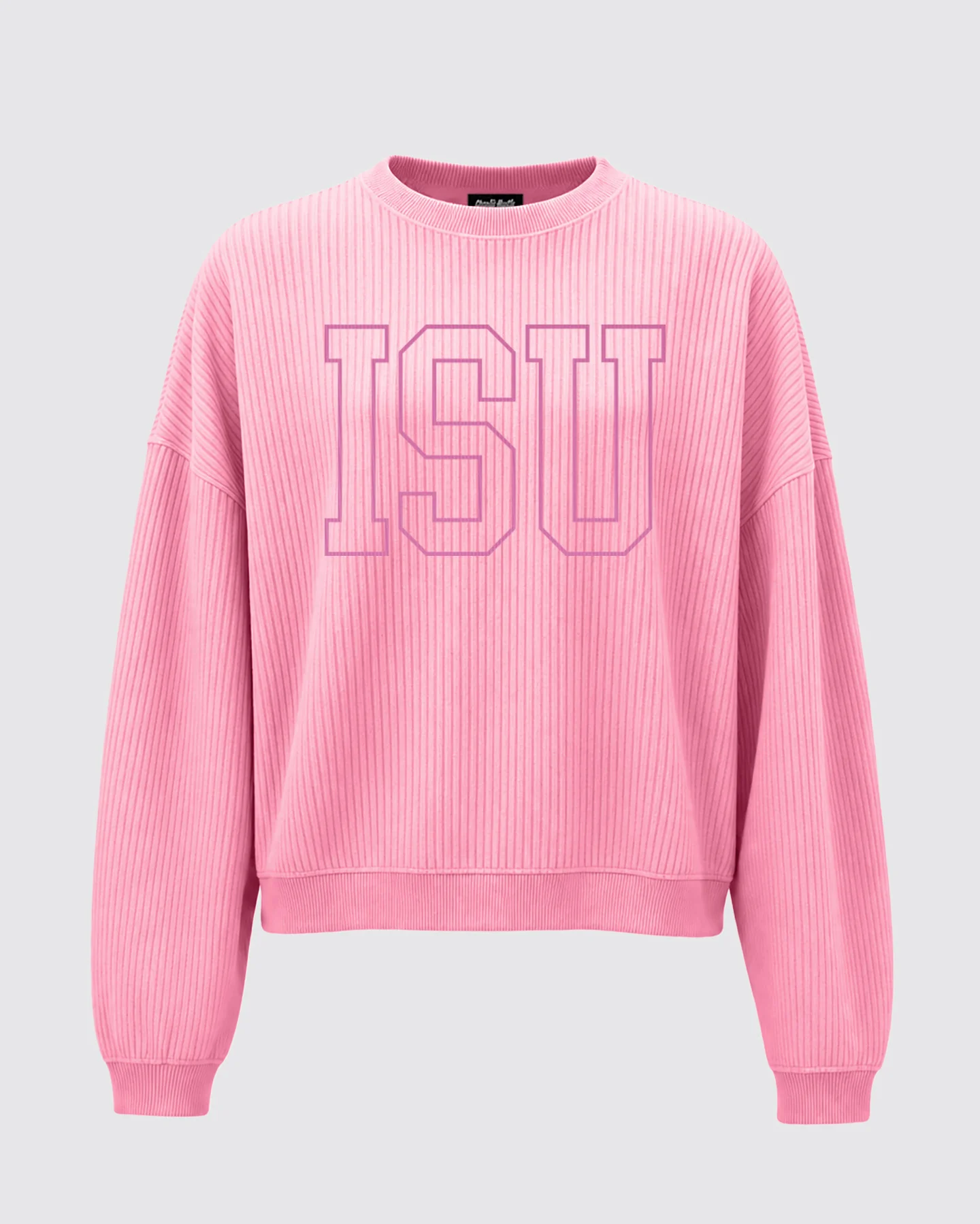 Women's Block ISU Pink Corded Crew