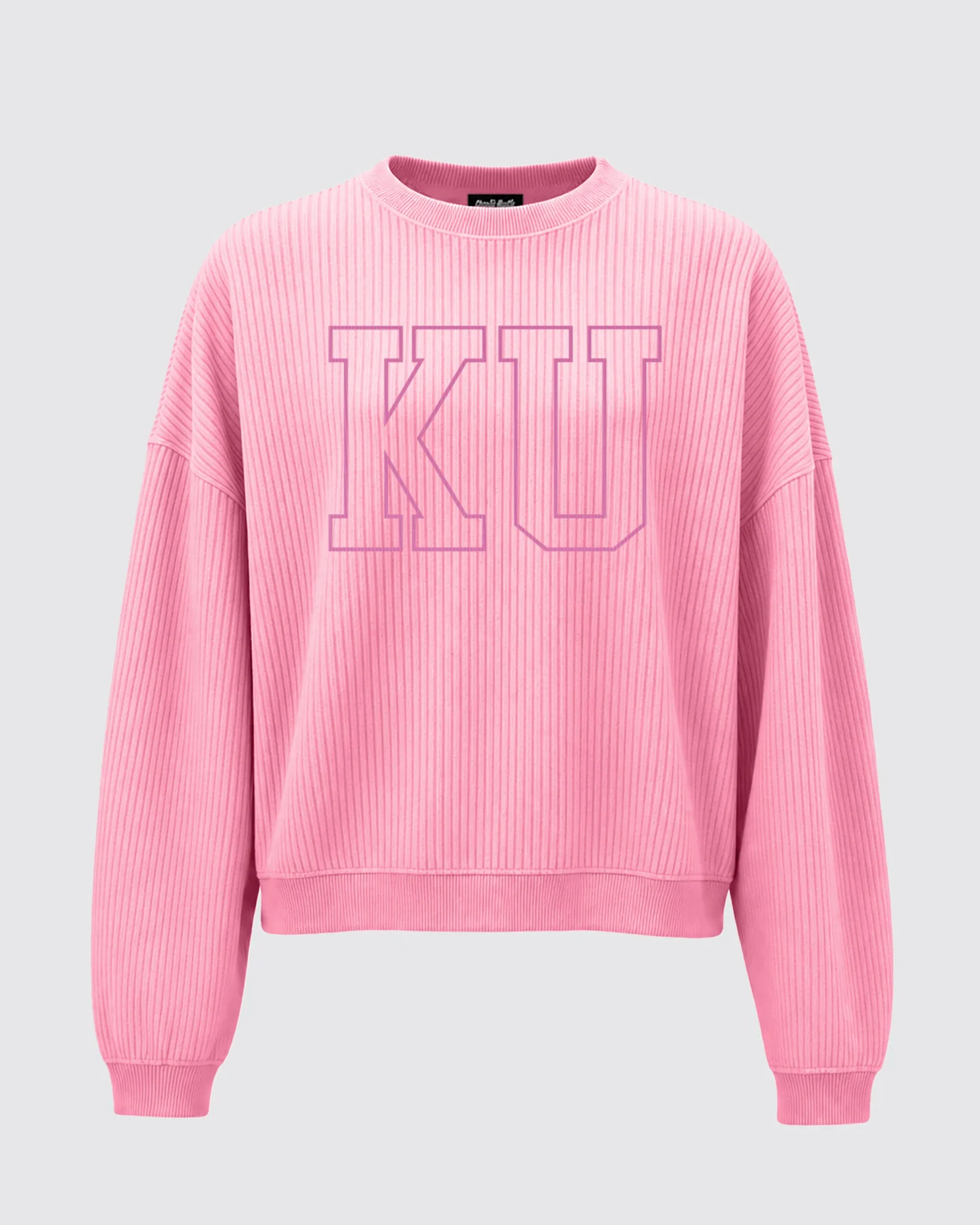 Women's Block KU Pink Corded Crew