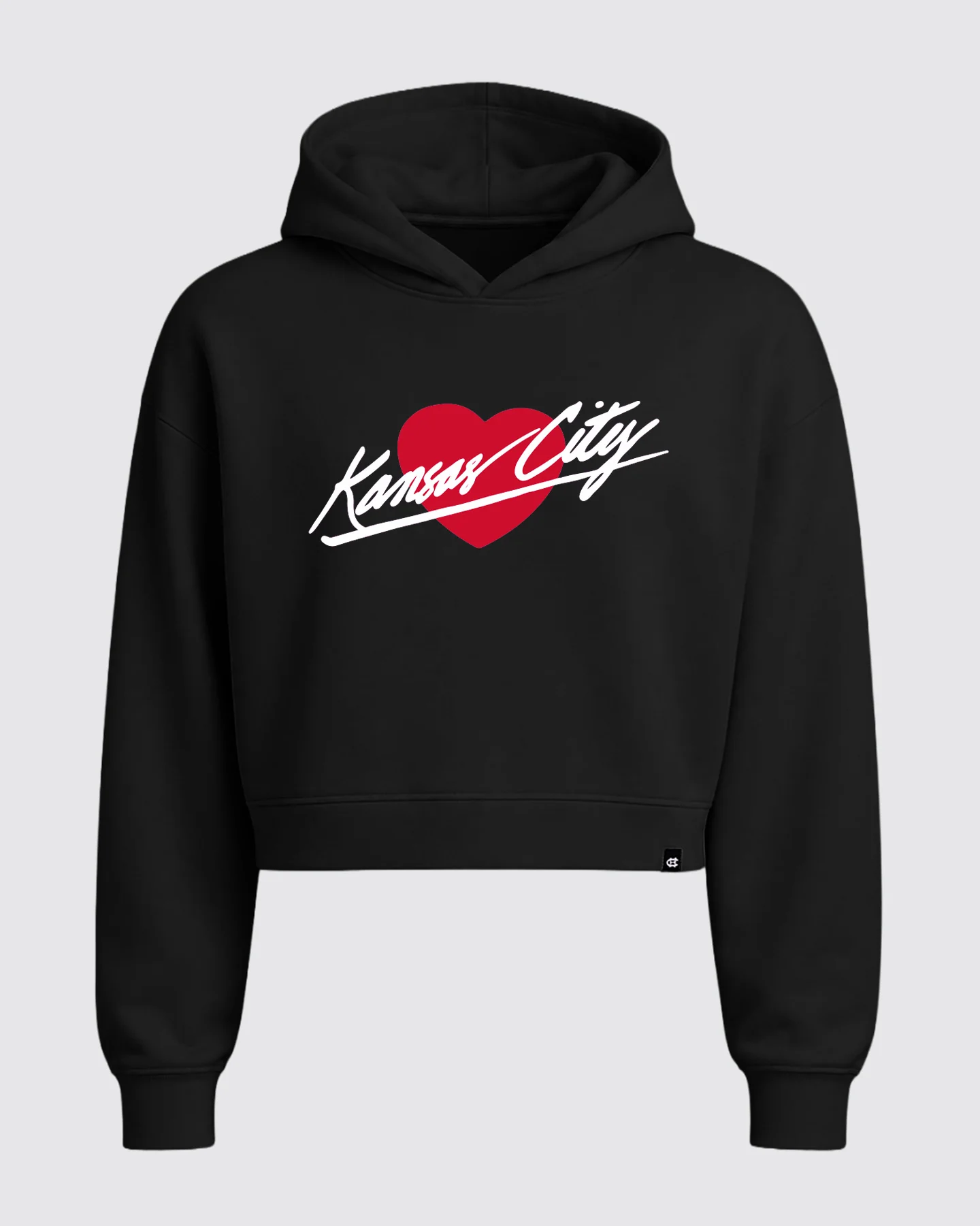 Women's Kansas City Heart Black Heritage Crop Hoodie