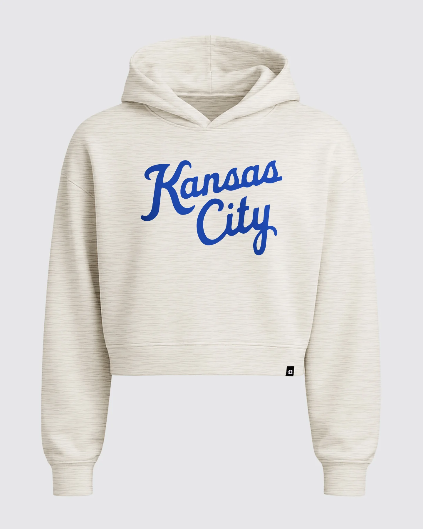 Women's Kansas City Script Ash Heritage Crop Hoodie